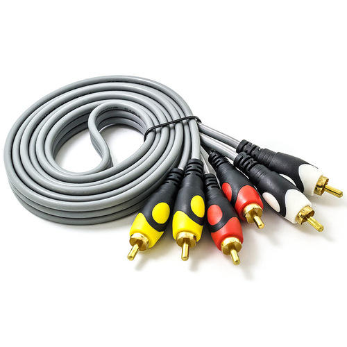 Factory direct supply 1.5 meters three pairs of three audio cables two-color mold OD13.5 3-core all-copper wire