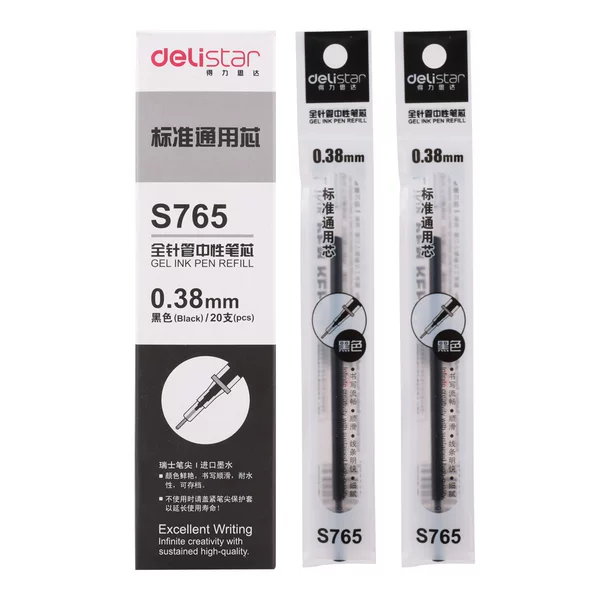 Deli S765 Neutral Refill 0.38 Full Needle Water Refill Black Signature Refill Stationery Wholesale