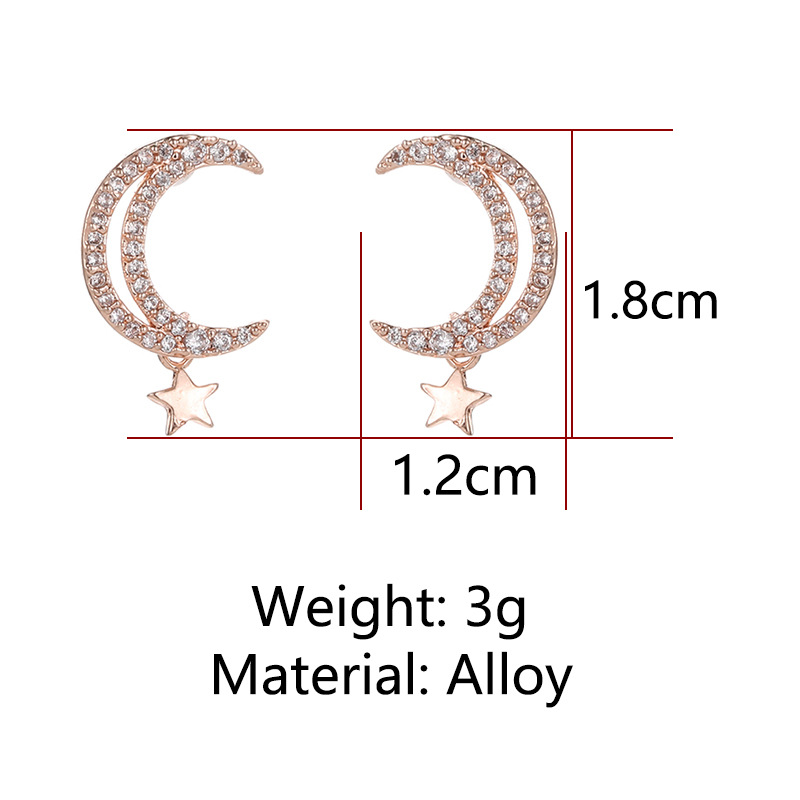 Earrings Fashion New Stars Moon Earrings Girls Daily Wild Micro-set Zircon Earrings display picture 1