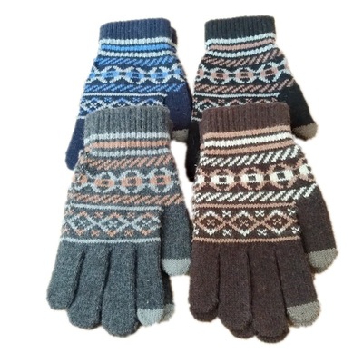 man thickening Wool glove Jacquard knit Warm gloves Touch screen Ride a bike Gloves Wholesale