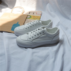 一千零一夜時尚百搭同款小白鞋女2018秋新款網紅休閒皮面帆布鞋子
