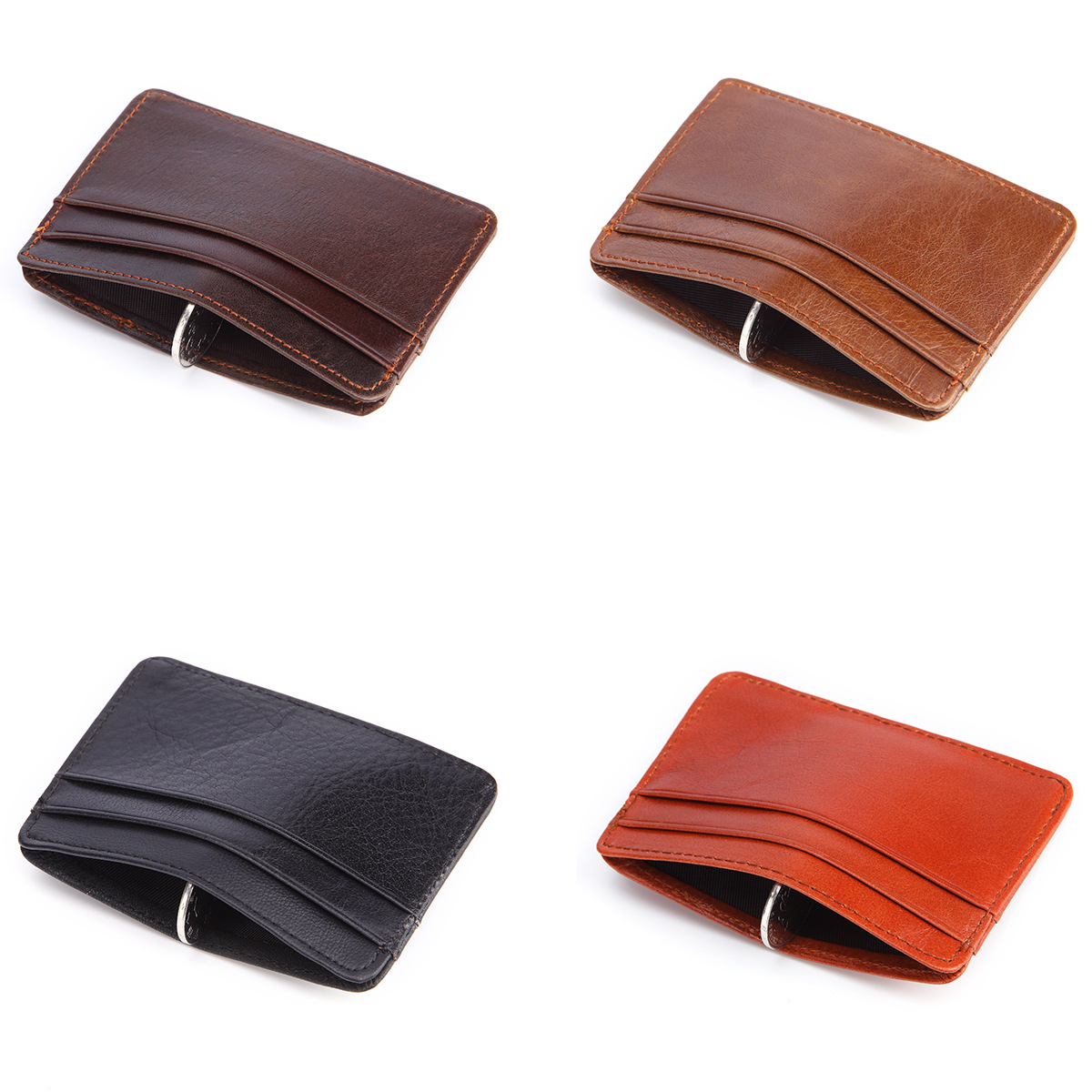 Unisex Solid Color Leather Open Card Holders display picture 1