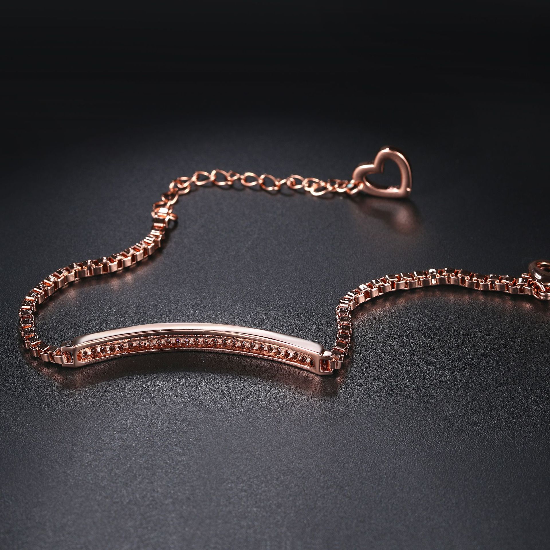 Fashion Heart Shape Bow Knot Copper Plating Zircon Bracelets 1 Piece