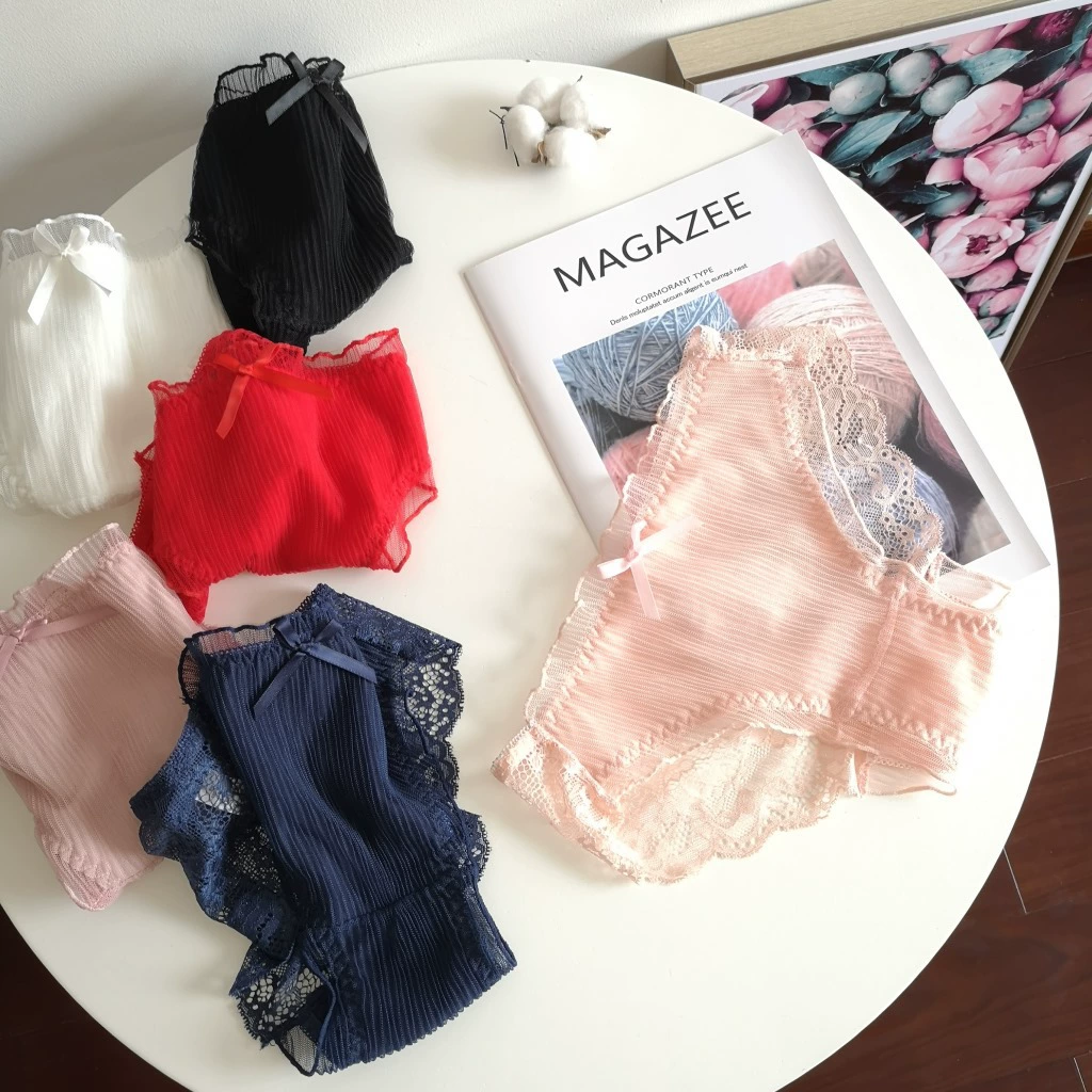Кружевные трусы низкой талии (COTTON SWEETRN), кружевное елочное, 90% полиамид 10% эластан, M–L