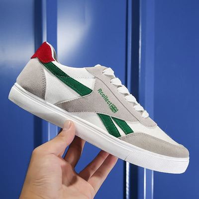 秋季新款拼色帆布鞋男百搭透氣運動鞋韓版休閑鞋男鞋板鞋壹件代發