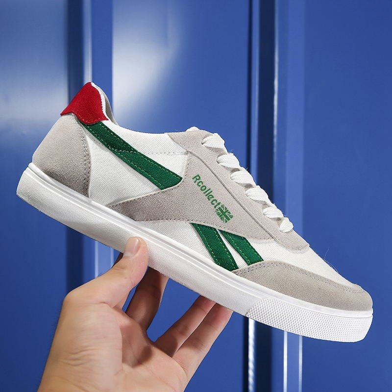 秋季新款拼色帆布鞋男百搭透氣運動鞋韓版休閑鞋男鞋板鞋壹件代發