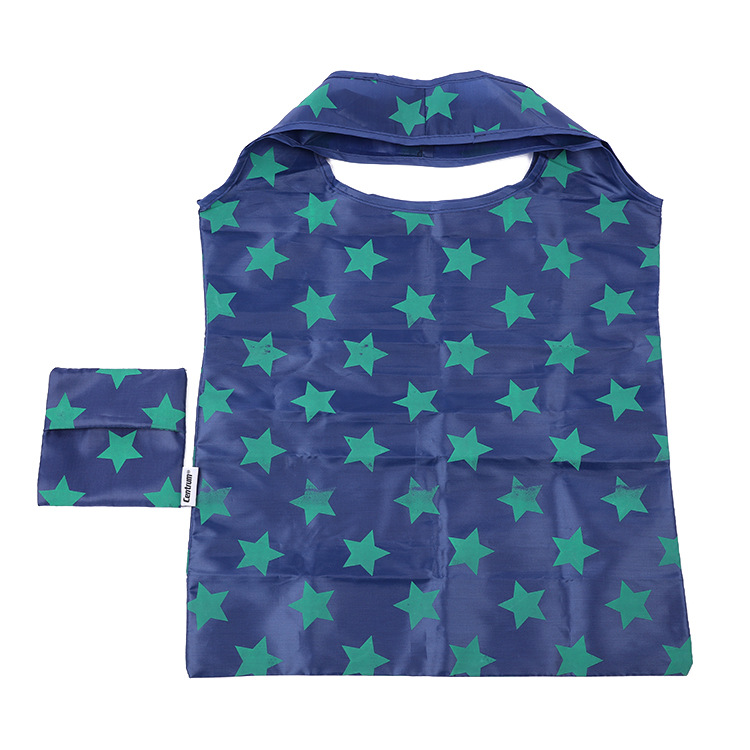 厂家定制五角星印花环保袋便携式涤纶折叠手提袋超市购物大收纳袋