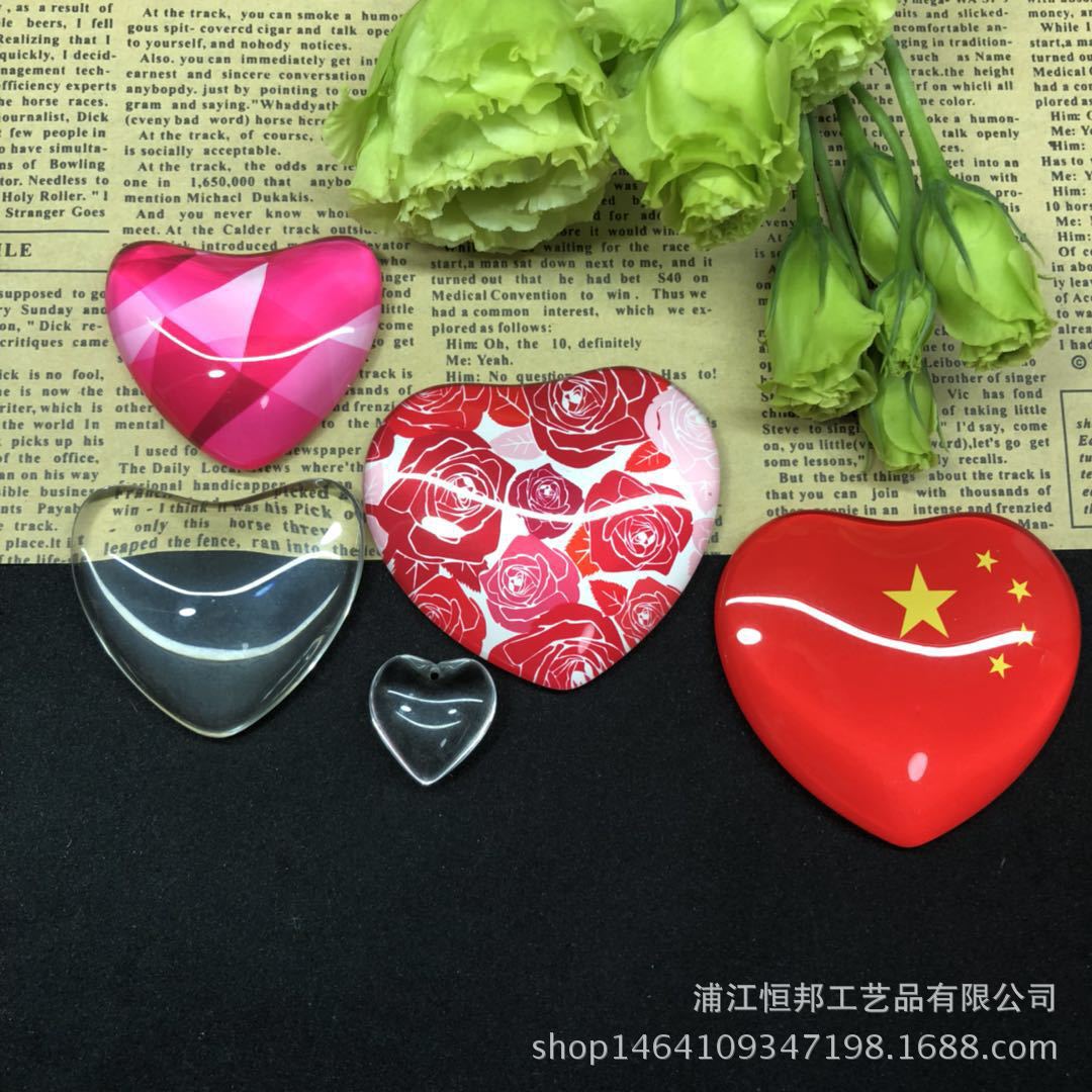 爱心玻璃冰箱贴磁性水晶冰箱贴定制创意冰箱貼软磁