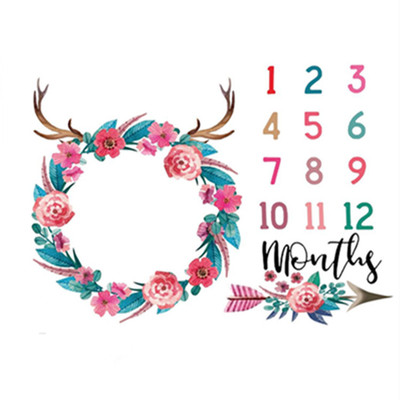 baby Milestone Flannel Blanket milestone Photography Baby blanket Antlers baby originality Background cloth