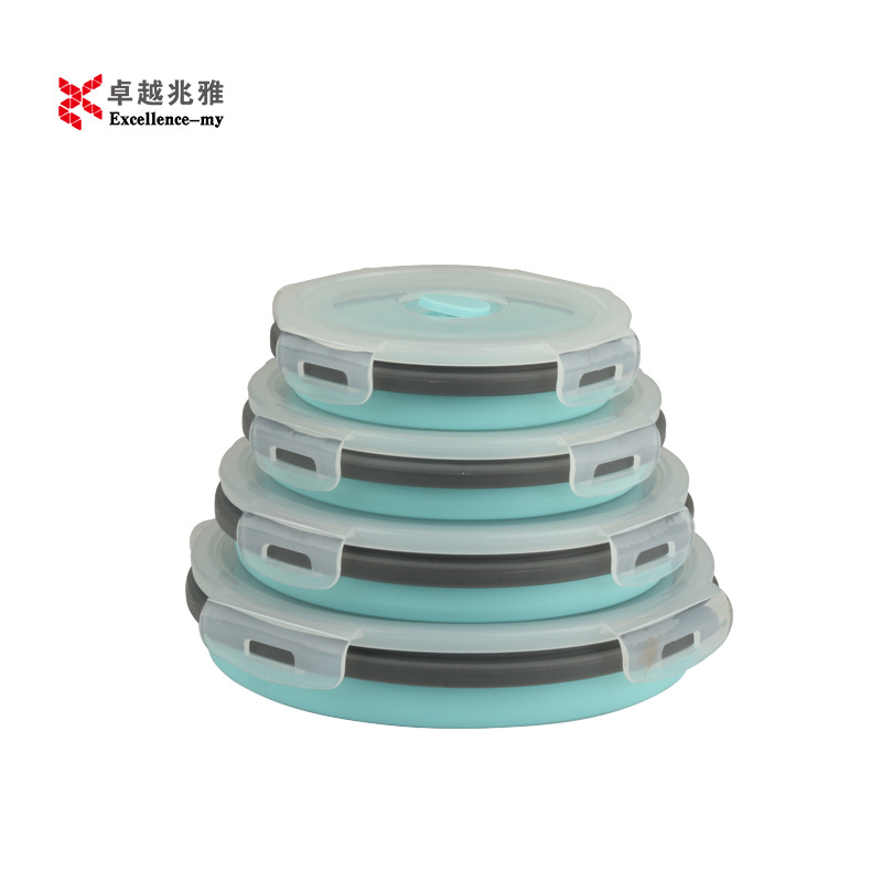 Cajas plegables silicona multi-tamaño, almacenamiento alimentos, conservación fresca, portátil