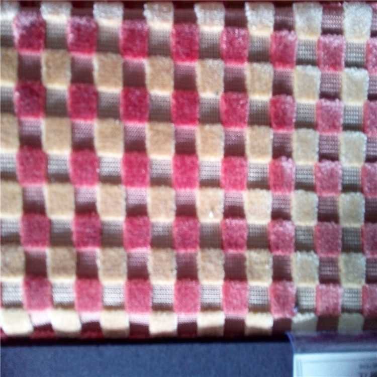 马赛克小方格图案色织割绒提花布面料适用于沙发布装饰
