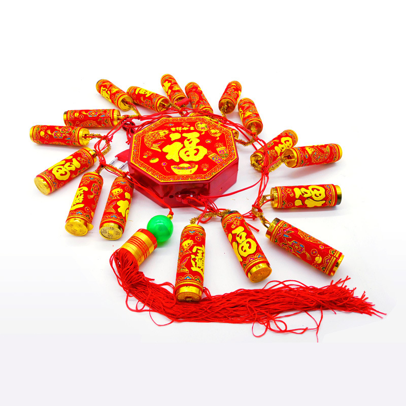 音效插电款1.8米2响节日喜庆炮竹遥控带LED灯款春节仿真电子鞭炮