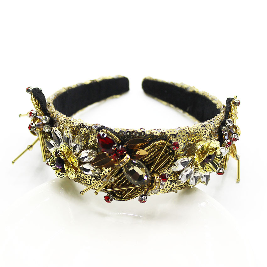 Fashion alloyen bee with rhinestone gemstone geometric headband NHWJ128409picture2