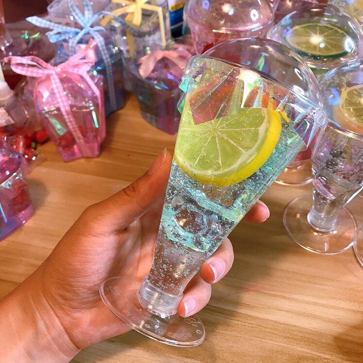 ins同款史莱姆收纳盒带盖盒子史莱姆塑料高脚杯 慕斯杯布丁木糠杯