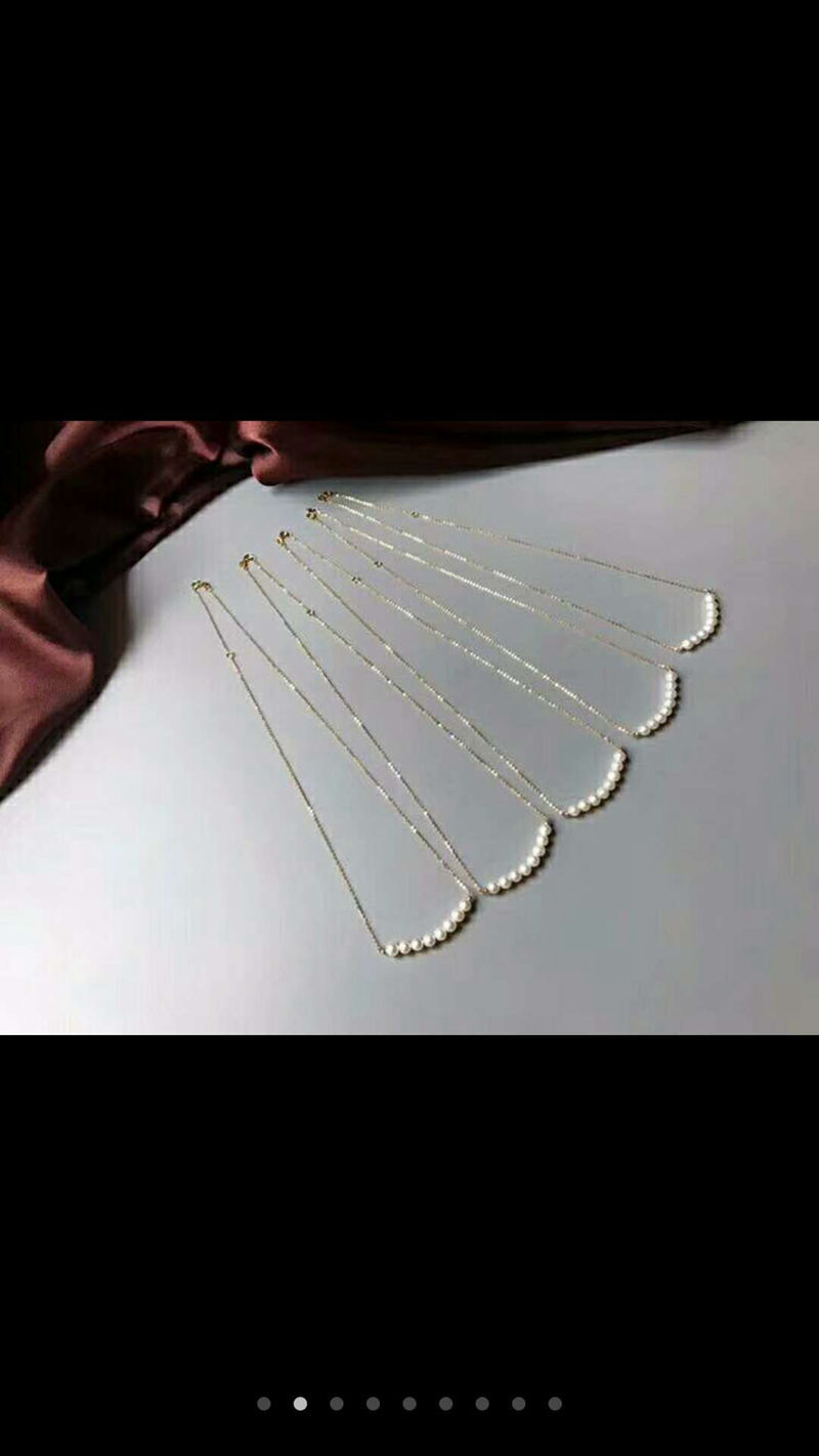 海心珠宝新品幸福的微笑项链 天然迷你珍珠+意大利18k金豆+18k金