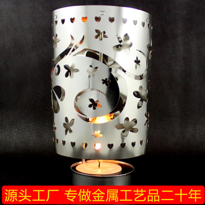 飞腾厂家直销圣诞节蜡烛风灯镂空制作铜材料热能旋转烛台定制批发