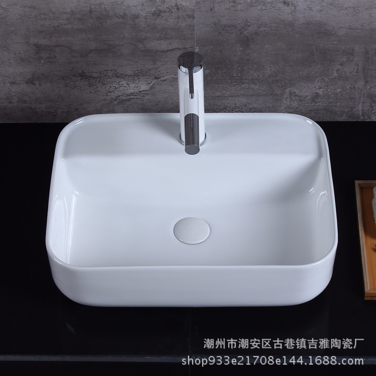 Venta al por mayor Hotel de ingeniería lavabo de cerámica mesa de baño cuarto de baño lavabo cuadrado Cuenca del arte 204
