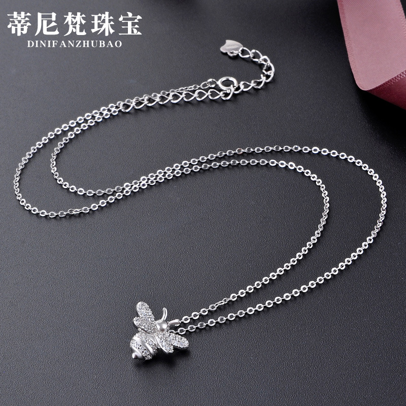 Corea Del Sur Dongdaemun joyería pequeña abeja s925 Collar de plata ins Super caliente Red rojo mismo estilo joyería de la muchacha