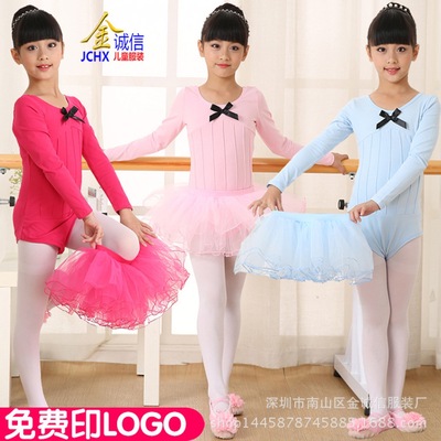 children Dance costume Ballet skirt girl Autumn and winter Long sleeve show perform Uniforms level examination Fission Pompous skirt