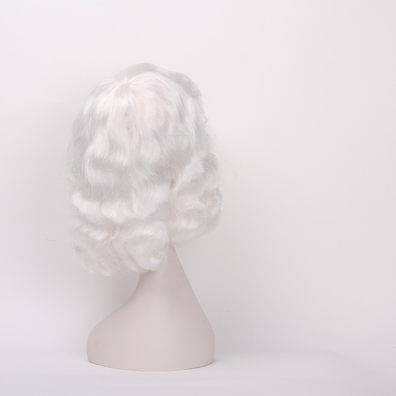 Newlook IMG-1374 nueva moda plateada ondulada pequeña peluca festiva de cabello rizado