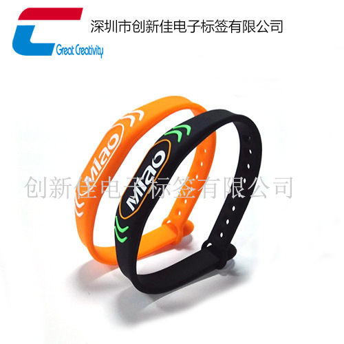 厂家直销国产IC芯片硅胶腕带,高频RFID Hitag1射频防水硅胶腕带