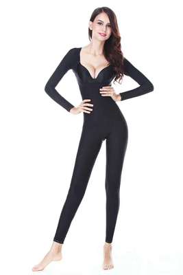 美容院进口咖啡因体雕长袖长裤连体塑身衣托胸收副乳收腹束腰提臀|ru