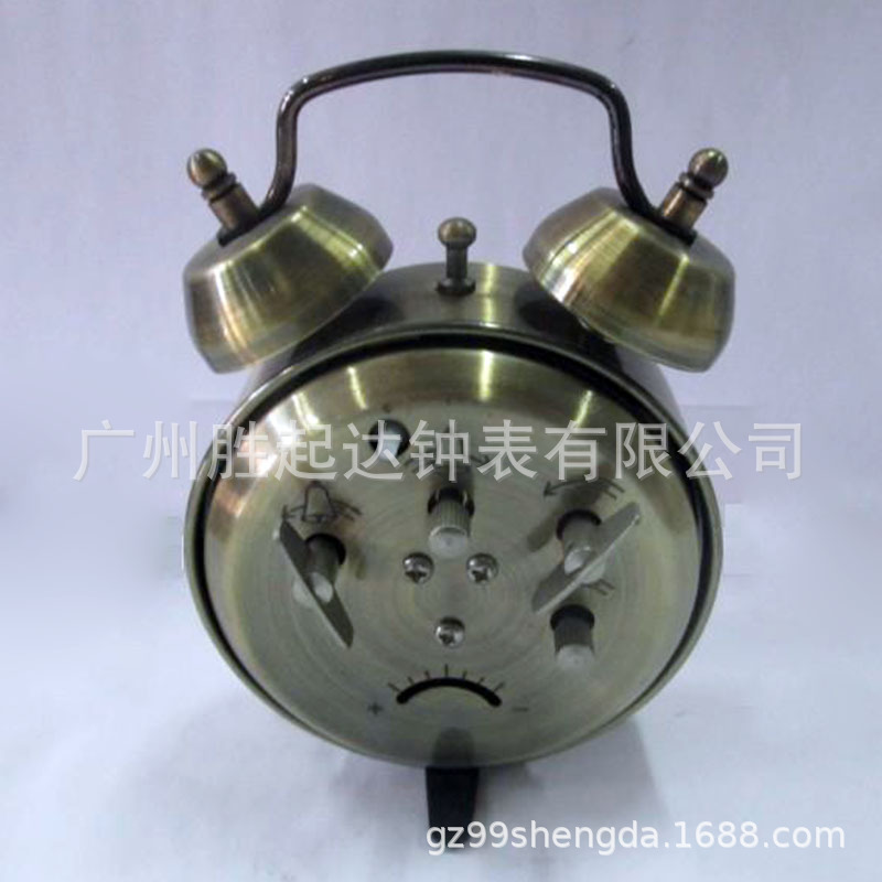 机械闹钟发条式金属打铃欧美复古实用家居3英寸红钴台钟-阿里巴巴