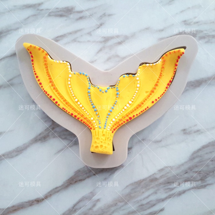 Fondant sirena cola de pescado cola silicona molde fondant herramienta para hornear pastel chocolate Decoración