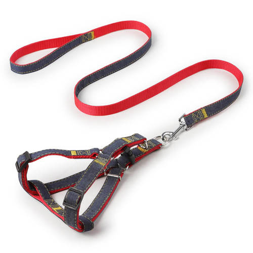 Wholesale Pipitao dog walking rope pet supplies chest and back traction dog rope denim harness pet dog traction rope