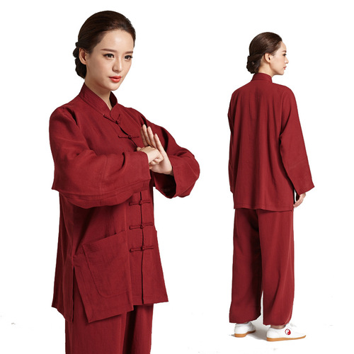 Tai chi wushu kung fu clothing Tang dynasty for womenTaiquan training suit linen martial arts performance suit