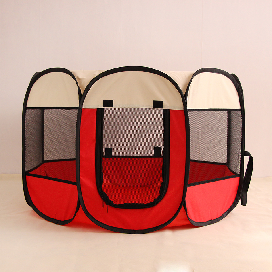 En stock plegable octogonal valla para mascotas Oxford tela resistente a mordeduras resistente a los arañazos jaula de la perrera del gato Sala de entrega de mascotas tienda al por mayor