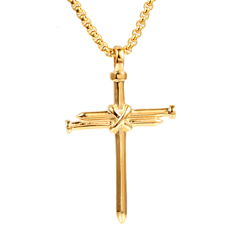 10g Weight 18K Gold Plated Plating Material 304 Stainless Steel Chain Material Titanium Steel Cross Necklace Classic Simple Versatile