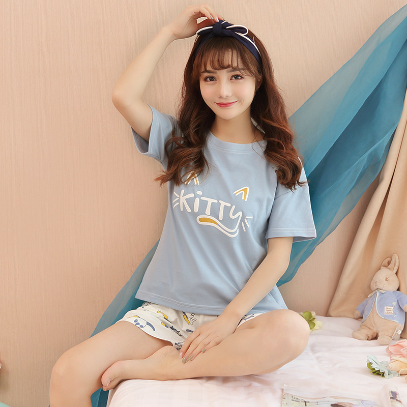 帮手主图-华信-2018夏季新款短袖6535睡衣女套装学生家