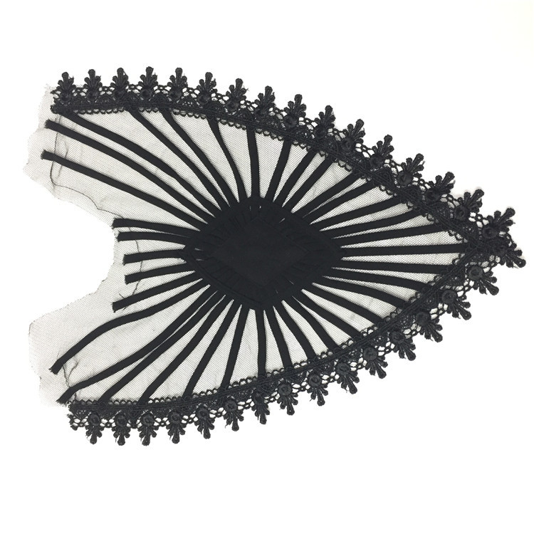 手摇绣花网底拉捆条绳绣衣领布贴凌形后背领家居服性感镂空服饰