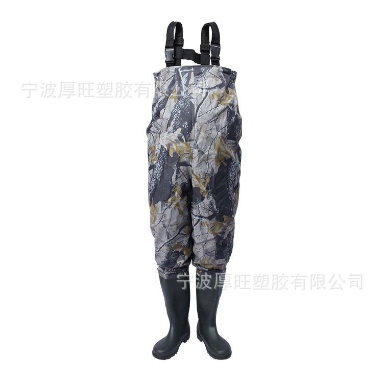 厂家直销外贸尼龙pvc迷彩半身钓鱼裤连体下水裤新款水裤钓鱼叉裤