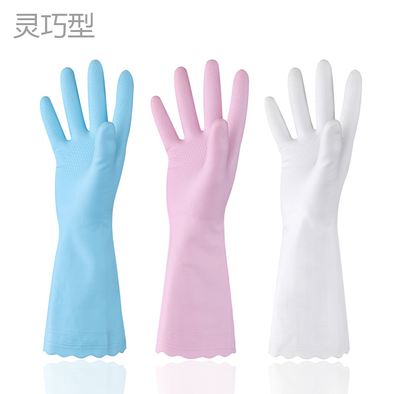 Housework Dishwasher glove latex household laundry clothes Rubber rubber kitchen clean waterproof plastic cement glove Thin section
