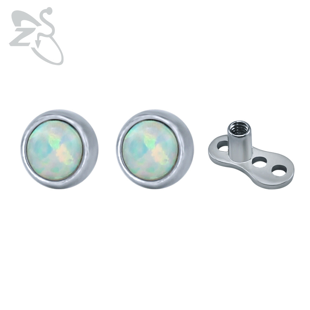 European American Retro Opal Buried Nail Piercing Jewelry 316L Surgical Steel Blue Gem Skin Grafting Nail detail image 11