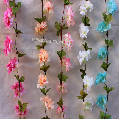 simulation cherry blossoms Rattan Artificial Flower Fake flower vine Wedding celebration Home Furnishing indoor decorate Flower vine