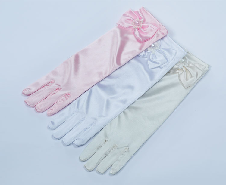 Satin Longue Robe Gants Mariage Satin Gants Banquet Performance Costume Accessoires Enfants Performance Gants En Gros display picture 5