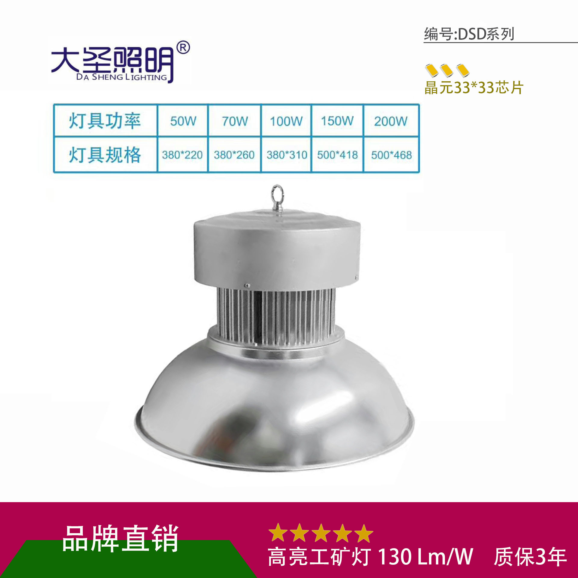 源头工厂LED灯具：高效照明灯具，130W-150W工矿灯，防爆节能设计