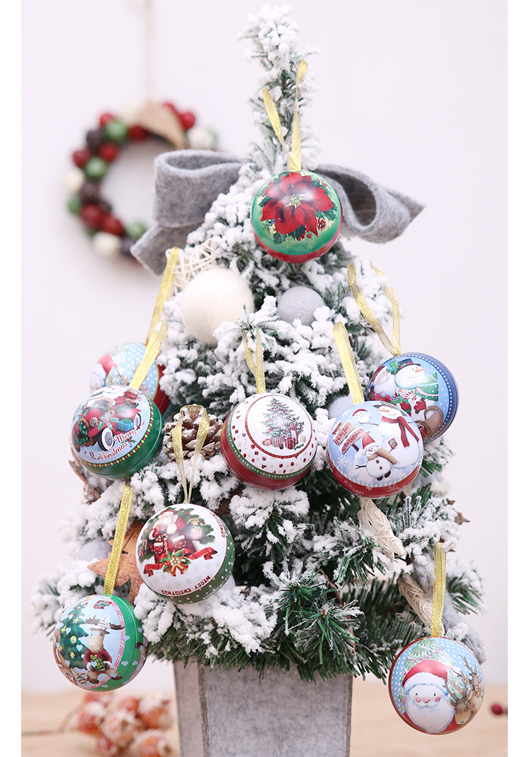 Decorazioni natalizie Scatola di latta natalizia Scatola di caramelle Regalo per bambini Ciondolo a sfera in ferro_voghion.com