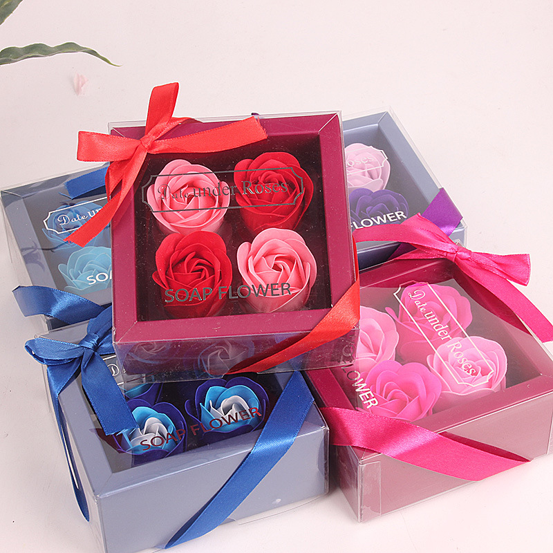 Valentine's Day Gift ideas Soap flower 4 Flower color company activity Promotional gifts Soap Flower Gift box wholesale