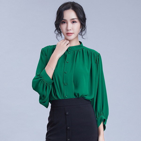 New long-sleeved pleated elastic Chiffon jacket