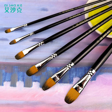 厂家定制 铜管尼龙毛水粉笔6支套装油画笔丙烯画笔UV杆画具画材套