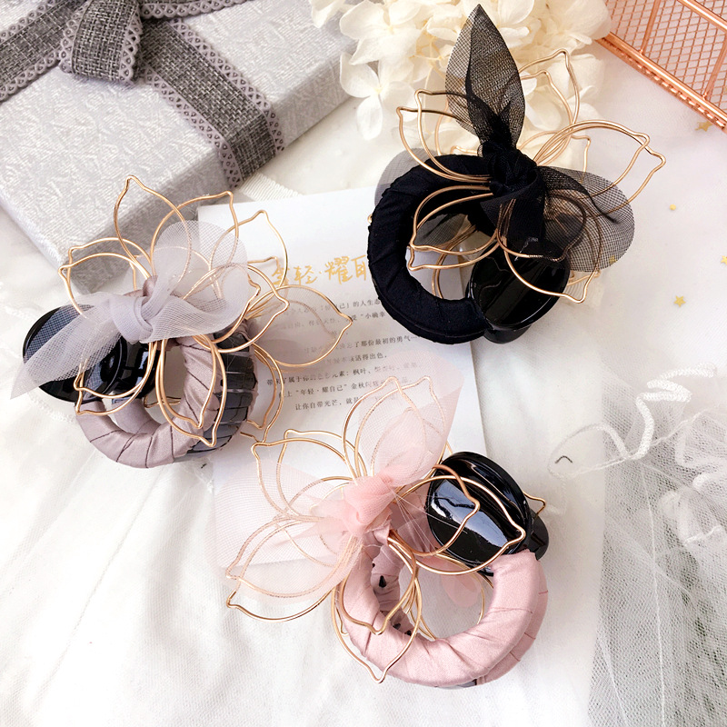 Korean New Style Twisted Mesh Three-dimensional Flower Wild Yarn Bow Grab Clip Wholesale display picture 5