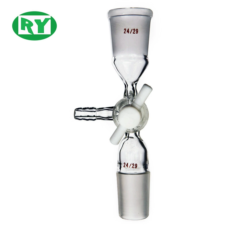 Производитель силы Heqi, высокий боросиликатный ПТФЭ, соединение для замены газа, поршень из ПТФЭ, Т-образный трехходовой стеклянный инструмент