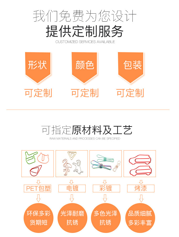 几何形状玫瑰金回形针创意造型曲别圆形回形针办公好文具