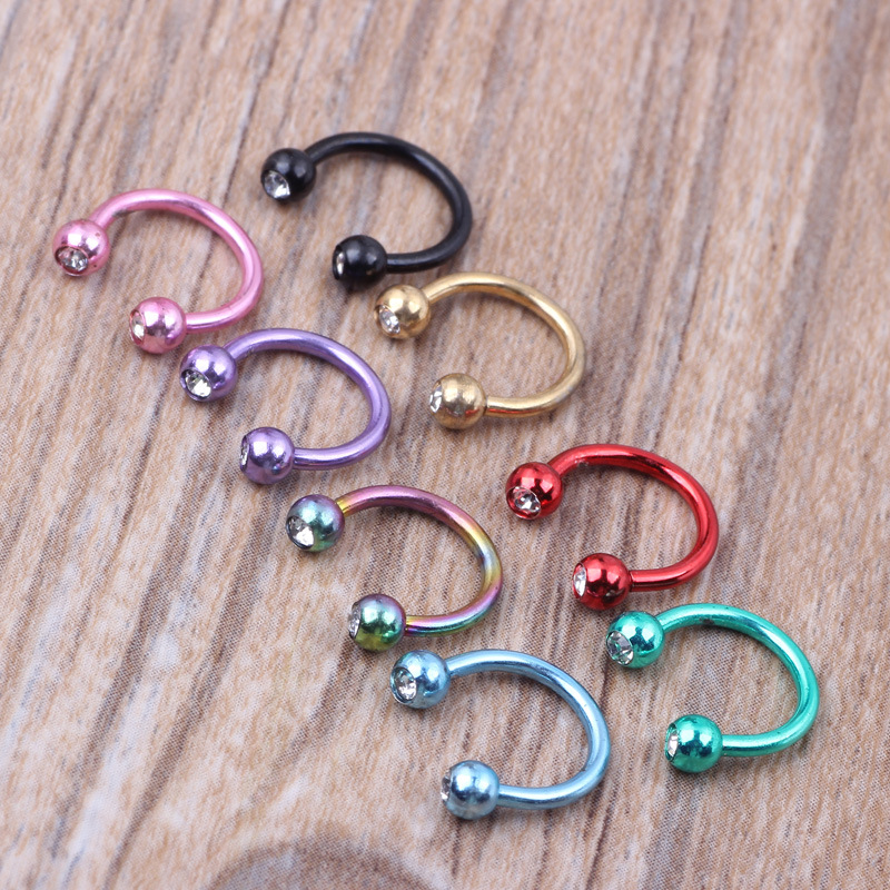 8 Mixed Color Stainless Steel Nose Ring Nose Nail Set - 8pcs Body Piercing Jewelry detail image 7