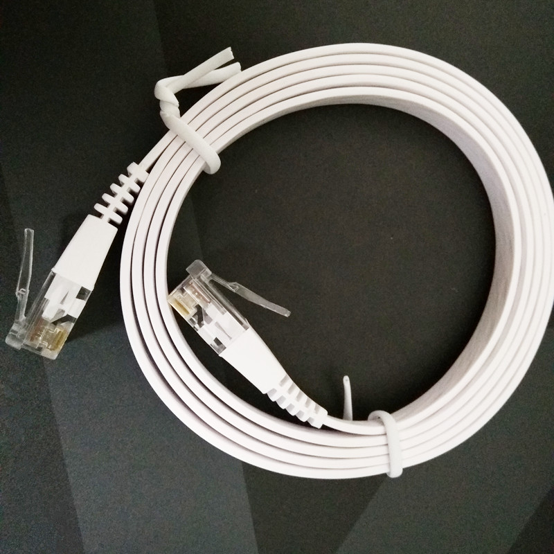 工厂供应 六类扁平网线 1米 白色 CAT6 32AWG 无氧铜过福禄克网线
