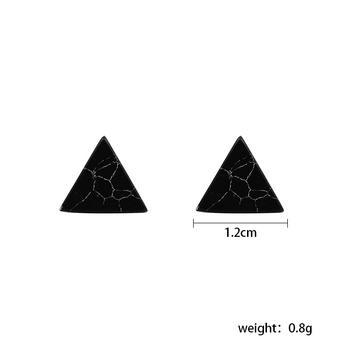 New Korean Simple Marble Black  White Turquoise Wild Round Triangle Earrings For Women display picture 16